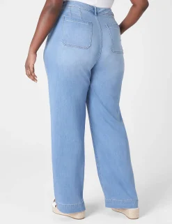 Wide Leg^Lane Bryant Signature Fit Fluid Wide Leg Trouser Jean Medium Denim