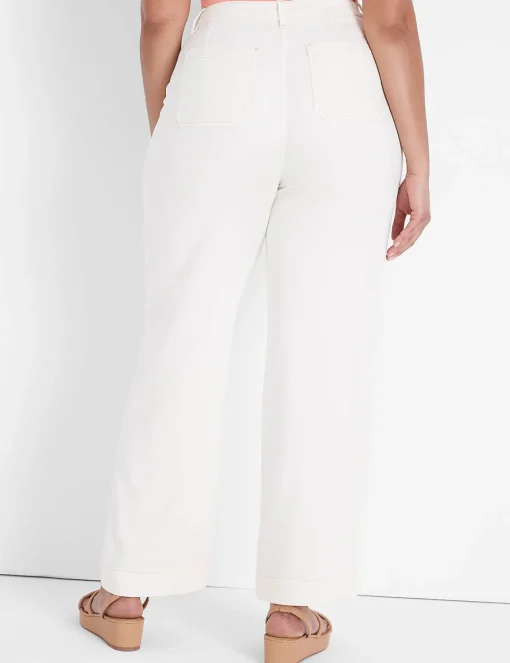 Signature Fit^Lane Bryant Signature Fit Fluid Wide Leg Trouser Jean Off White