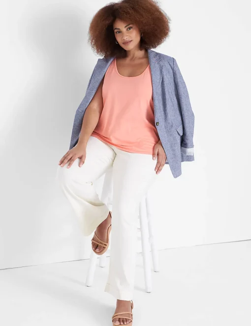 Signature Fit^Lane Bryant Signature Fit Fluid Wide Leg Trouser Jean Off White