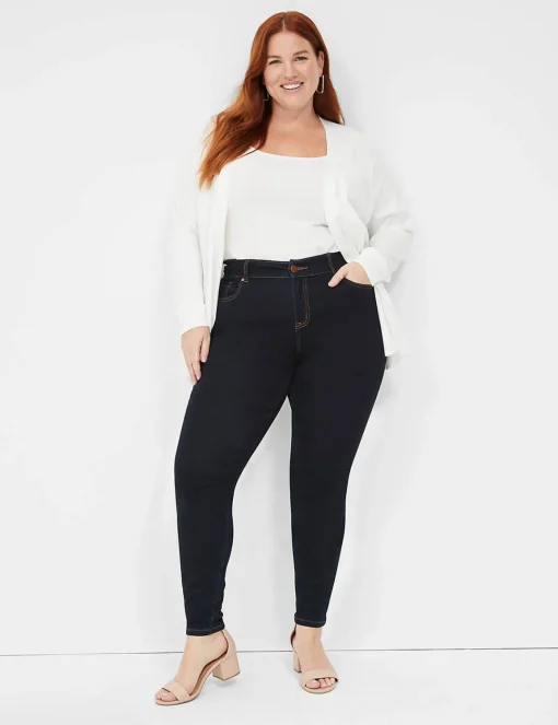 Skinny & Jegging^Lane Bryant Signature Fit Sateen Skinny Jean Dark Denim