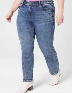 Straight Leg^Lane Bryant Signature Fit Slim Straight Ankle Jean Dark Denim