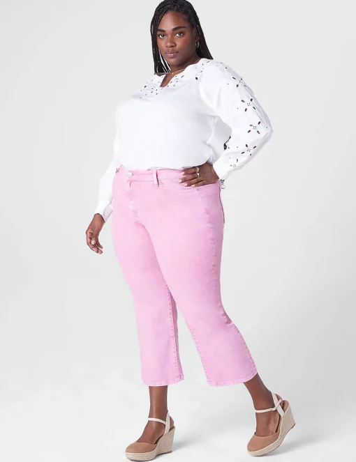 Straight Leg^Lane Bryant Signature Fit Straight Crop Jean Pink
