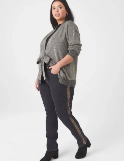 Straight Leg^Lane Bryant Signature Fit Straight Jean - With Gold Foil Stripe Black