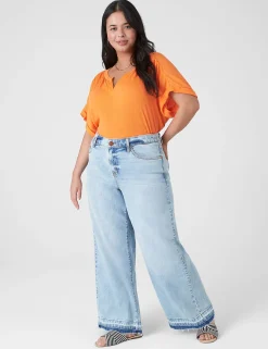 Signature Fit^Lane Bryant Signature Fit Wide Leg Ankle Jean Medium Denim