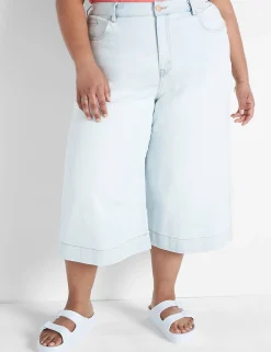 Wide Leg & Flare Jeans^Lane Bryant Signature Fit Wide Leg Crop Jean Light Denim