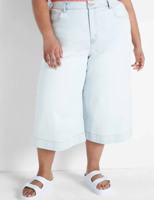 Crops, Capris And Shorts^Lane Bryant Signature Fit Wide Leg Crop Jean Light Denim