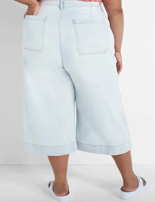 Crops, Capris And Shorts^Lane Bryant Signature Fit Wide Leg Crop Jean Light Denim
