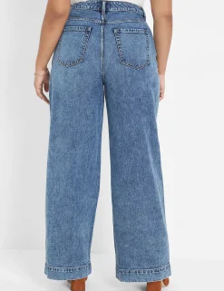 Wide Leg & Flare Jeans^Lane Bryant Signature Fit Wide Leg Jean Medium Denim