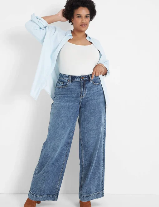 Wide Leg & Flare Jeans^Lane Bryant Signature Fit Wide Leg Jean Medium Denim