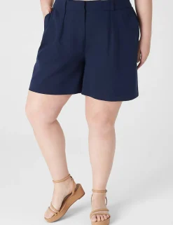 Crops, Capris And Shorts^Lane Bryant Silky Chino City Short Maritime Blue