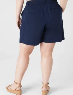 Crops, Capris And Shorts^Lane Bryant Silky Chino City Short Maritime Blue