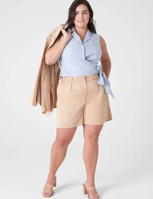 Crops, Capris And Shorts^Lane Bryant Silky Chino City Short Ginger Root