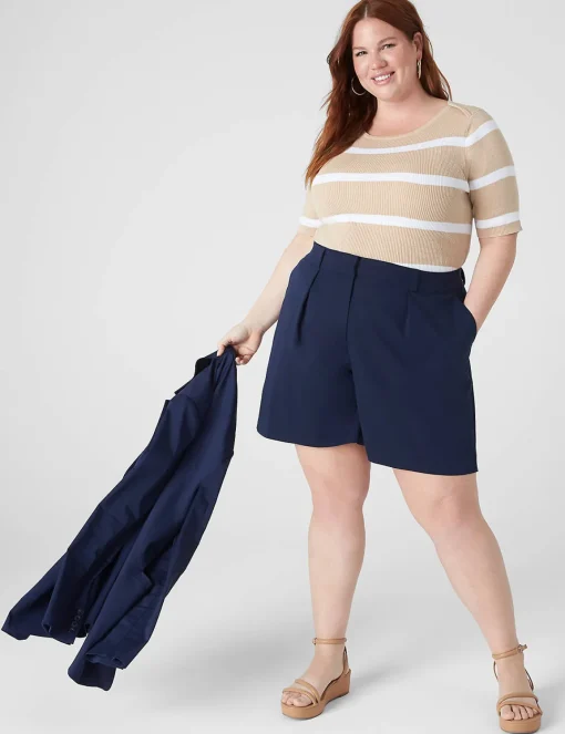 Shorts^Lane Bryant Silky Chino City Short Maritime Blue