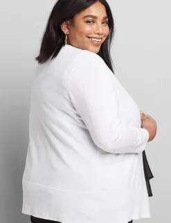 Cardigans^Lane Bryant 3/4-Sleeve Open-Front Cardigan White