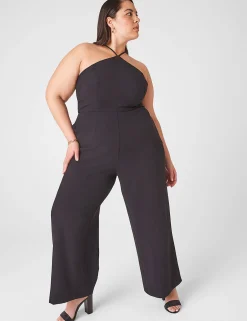 Occasion^Lane Bryant Sleeveless Halter-Neck Jumpsuit Black