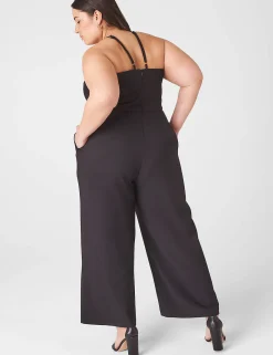 Occasion^Lane Bryant Sleeveless Halter-Neck Jumpsuit Black