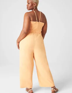 Date Night^Lane Bryant Sleeveless Halter-Neck Jumpsuit Mock Orange