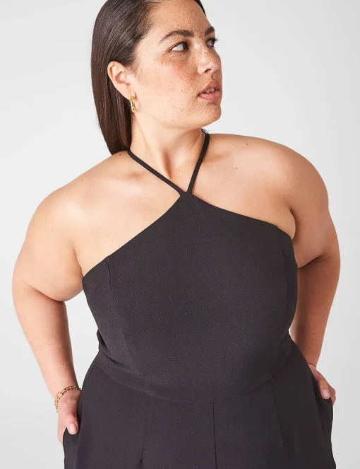 Occasion^Lane Bryant Sleeveless Halter-Neck Jumpsuit Black