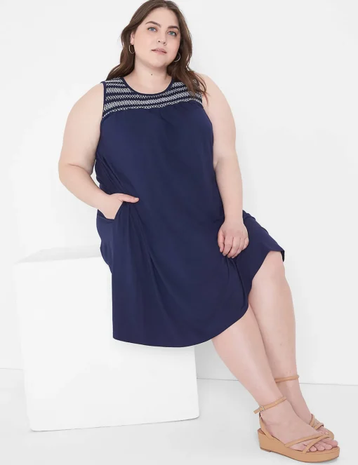 Casual^Lane Bryant Sleeveless Smocked-Yoke Swing Dress Maritime Blue