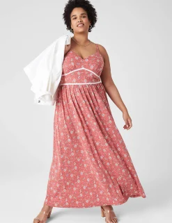 Maxi & Midi^Lane Bryant Sleeveless V-Neck Maxi Dress Red Floral