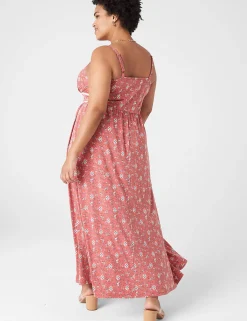 Maxi & Midi^Lane Bryant Sleeveless V-Neck Maxi Dress Red Floral