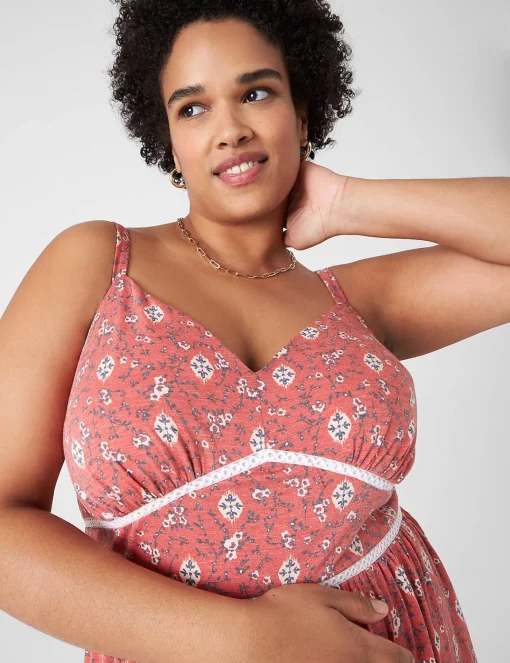 Maxi & Midi^Lane Bryant Sleeveless V-Neck Maxi Dress Red Floral