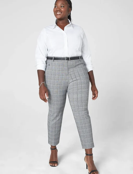 Slim^Lane Bryant Slim Ankle 4-Season Pant Blue Glen Plaid