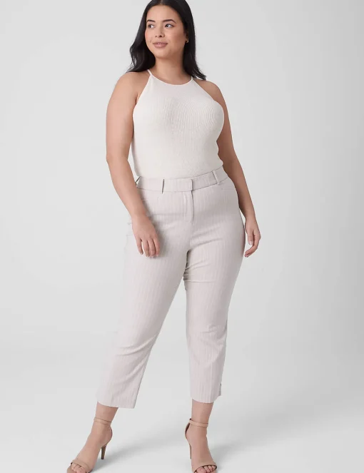 Slim^Lane Bryant Slim Capri 4-Season Pant Cream Stripe
