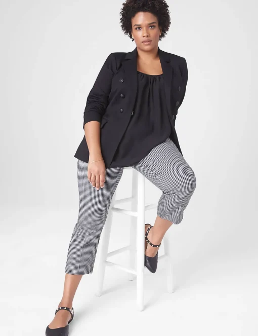 Crops, Capris And Shorts^Lane Bryant Slim Capri 4-Season Pant Black Gingham
