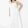 Casual^Lane Bryant Smocked-Bodice Maxi Dress White