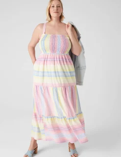 Casual^Lane Bryant Smocked-Bodice Maxi Dress Rebecca Stripe