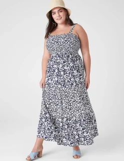 Maxi & Midi^Lane Bryant Smocked-Bodice Maxi Dress Ali Floral