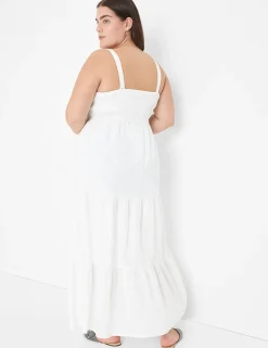 Casual^Lane Bryant Smocked-Bodice Maxi Dress White