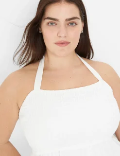 Casual^Lane Bryant Smocked-Bodice Maxi Dress White