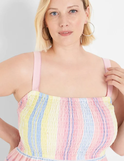 Casual^Lane Bryant Smocked-Bodice Maxi Dress Rebecca Stripe
