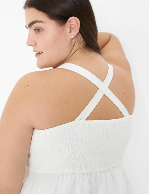 Casual^Lane Bryant Smocked-Bodice Maxi Dress White