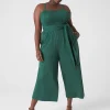 Casual^Lane Bryant Smocked-Bodice Waist-Tie Jumpsuit Hunter Green