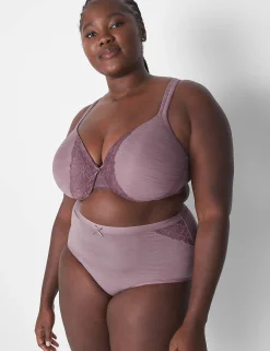 Underwire Bras^Lane Bryant Smooth Lightly Lined Full Coverage Bra With Lace Marl Elderberry