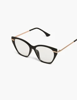 Readers^Lane Bryant Solid Angular Reading Glasses Black