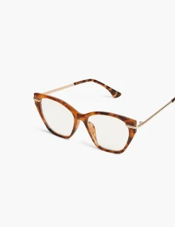 Readers^Lane Bryant Solid Angular Reading Glasses Natural Tortoise
