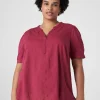 Shirts & Blouses^Lane Bryant Split-Neck Jacquard Popover Blouse Burgundy