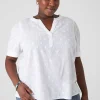 Shirts & Blouses^Lane Bryant Split-Neck Jacquard Popover Blouse White