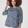 Shirts & Blouses^Lane Bryant Split-Neck Lace-Trim Blouse Blush Floral