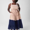 Casual^Lane Bryant Square-Neck Colorblock Maxi Dress Blue & Tan