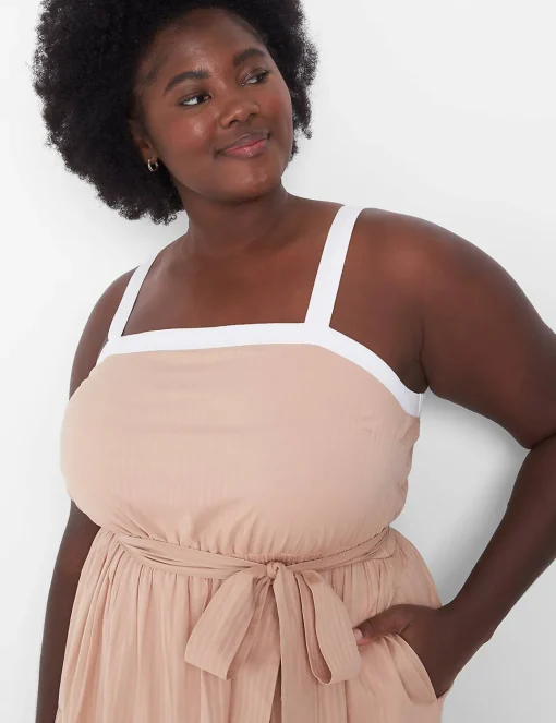 Casual^Lane Bryant Square-Neck Colorblock Maxi Dress Blue & Tan