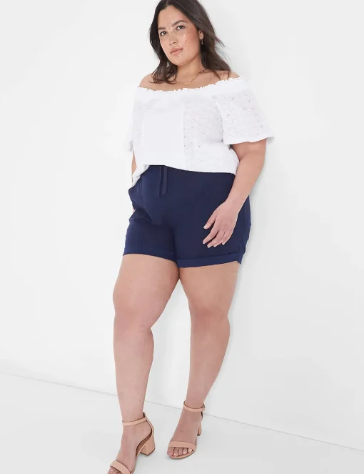 Shirts & Blouses^Lane Bryant Square-Neck Woven Eyelet & Knit Top White