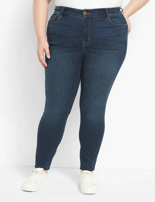 Straight Fit^Lane Bryant Straight Fit High-Rise Skinny Jean Dark Denim