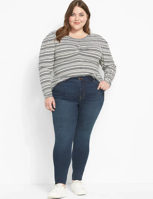 Straight Fit^Lane Bryant Straight Fit High-Rise Skinny Jean Dark Denim