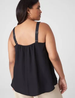 Shirts & Blouses^Lane Bryant Straight Hem Cami With Grosgrain Ribbon Straps Black