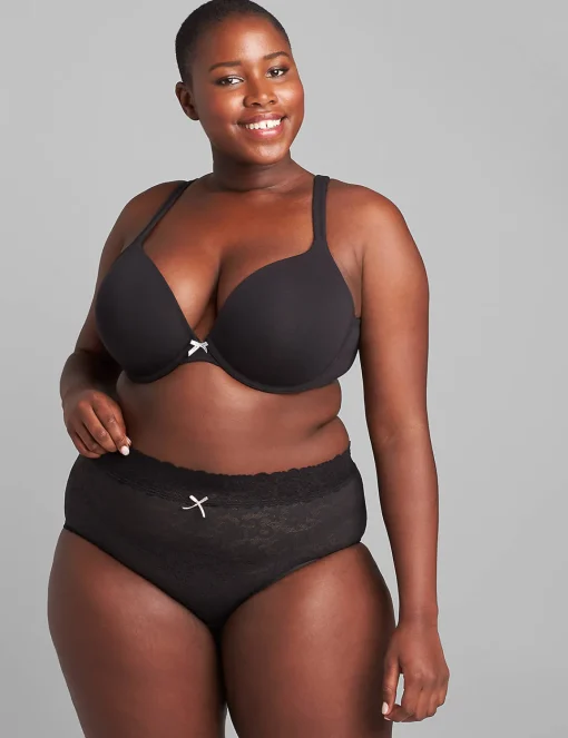 Brief Panties^Lane Bryant Stretch Lace High-Leg Brief Panty Black
